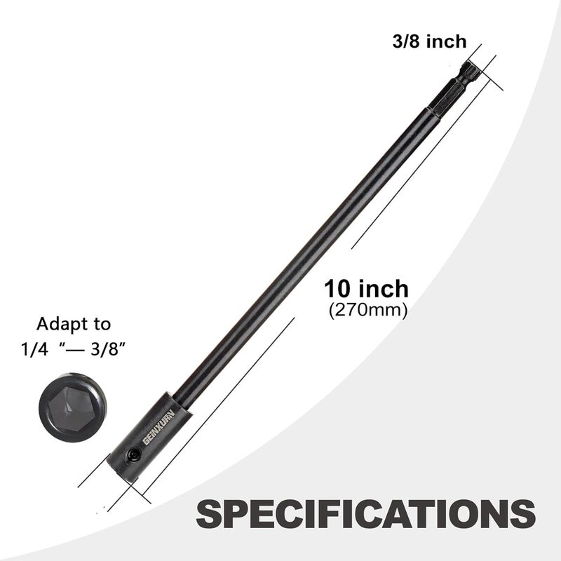 GEINXURN Tools Hole Saw Extension Chuck, 10-Inch x 3/8-Inch Hex Shank Reducing Locking Impact Extension - Image 2